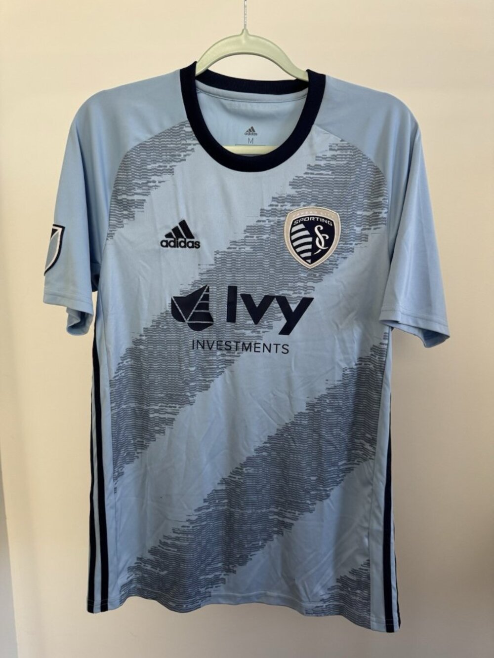 Adidas Sporting KC Home Jersey Men's Medium Ivy Investments MLS Soccer